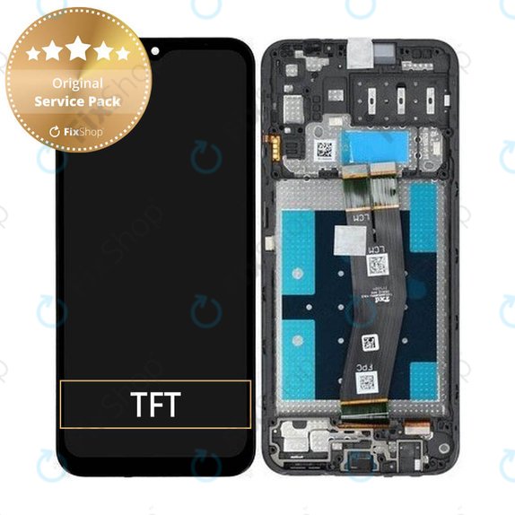 Samsung Galaxy A14 A145R - LCD Kijelző + Érintőüveg + Keret (Black) - GH81-23541A, GH81-23540A Genuine Service Pack