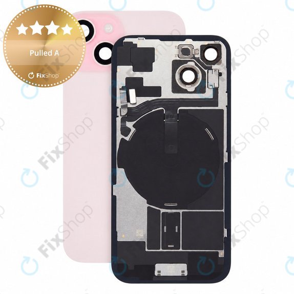 Hátsó ház üveg iPhone 15 készülékhez, Pink, Pulled A