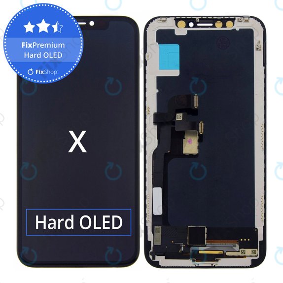 Kijelző Hard OLED iPhone X, Érintőüveg kerettel, FixPremium