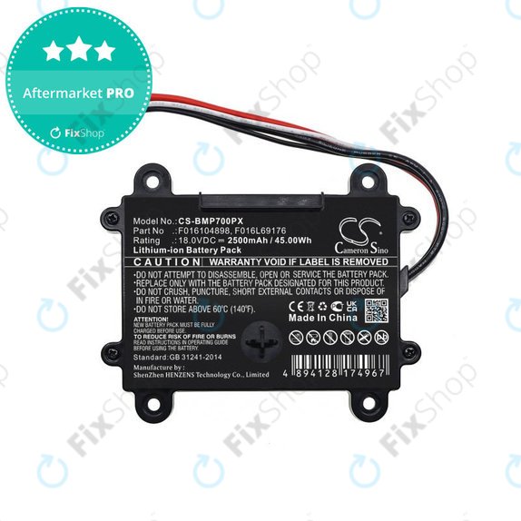 Akkumulátor Bosch Indego 350, 400, M 700, Indego S+ 350, 2500mAh, Li-Ion, 18V, F016104898, HQ