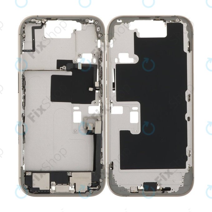 Apple iPhone 16 Pro - Középső Keret + Bekapcsoló-, Hangerő- és Kamera Gombok (Natural Titanium)