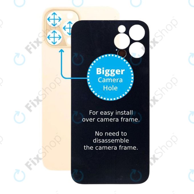 Apple iPhone 12 Pro Max - Hátsó Ház Üveg Nagyobb Kamera Nyílással (Gold)