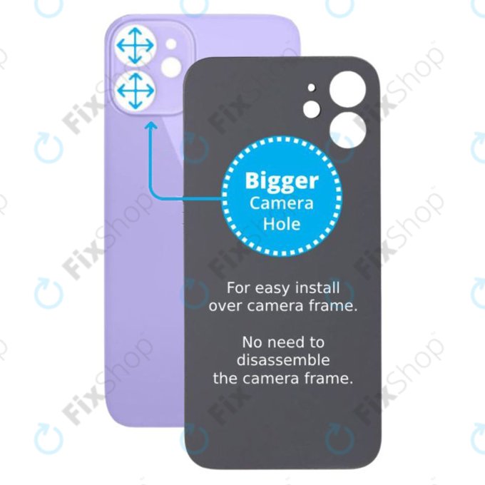 Apple iPhone 12 Mini - Hátsó Ház Üveg Nagyobb Kamera Nyílással (Purple)