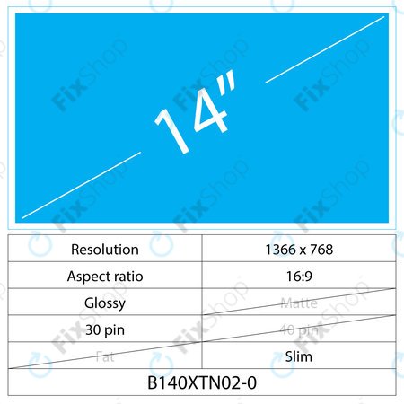 14 LCD Slim Fényes LED 30 pin