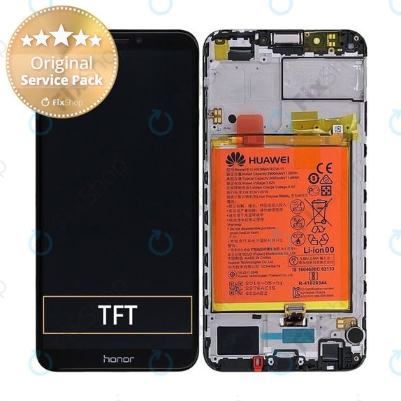 Huawei Honor 7C - LCD Kijelző + Érintőüveg + Keret + Akkumulátor (Black) - 02351USW