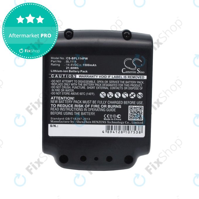 Akkumulátor Black & Decker ASL146BT12A, LBXR16, SSL20SB, 1500mAh, Li-Ion, 14.4V, BL1114, HQ