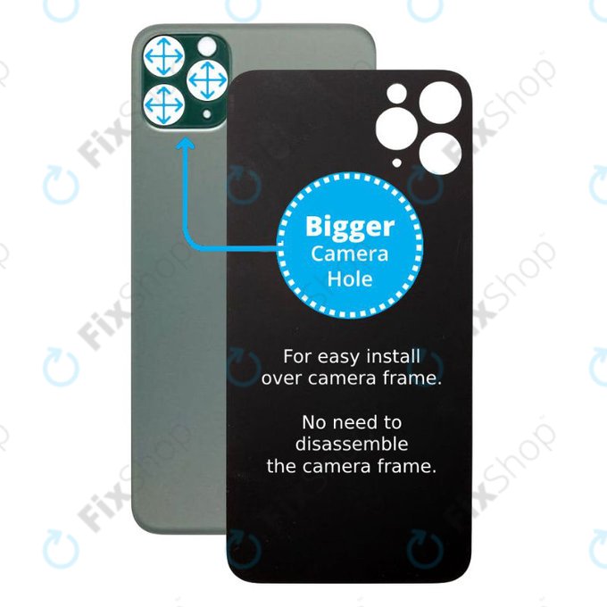 Apple iPhone 11 Pro - Hátsó Ház Üveg Nagyobb Kamera Nyílással (Green)