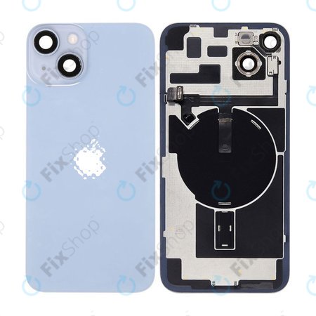 Apple iPhone 14 Plus - Hátsó üveg + Kamera lencse + Fémlemez + Magsafe mágnes (Blue)