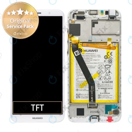 Huawei Y6 (2018), Y6 Prime (2018), Honor 7A - LCD Kijelző + Érintőüveg + Keret + Akkumulátor (White) - 02351WLK Genuine Service Pack