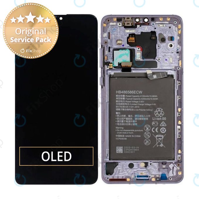 Huawei Mate 30 - LCD Kijelző + Érintőüveg + Keret + Akkumulátor (Space Silver) - 02353EEG