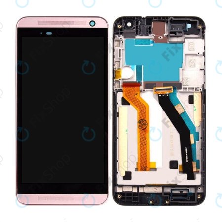 HTC One E9 Plus - LCD Kijelző + Érintőüveg + Keret (Rózsaszín) - 97H00021-00