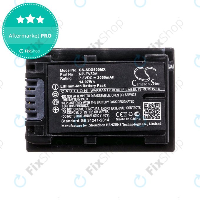 Akkumulátor Sony Fdr-Ax33, Sony Fdr-Ax40, Sony Fdr-Ax45, Sony Fdr-Ax, 2050mAh, Li-Ion, 7.3V, NP-FV50A, HQ