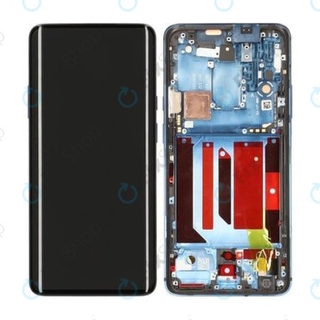 OnePlus 7T, 7T Pro - LCD Kijelző + Érintőüveg + Keret (Haze Blue)
