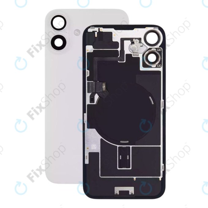 Apple iPhone 16 Plus - Hátsó üveg + Kamera lencse + Fémlemez + Magsafe mágnes (White)