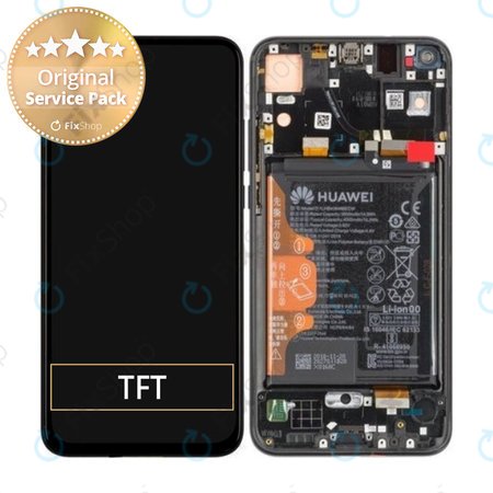 Huawei Honor View 20 - LCD Kijelző + Érintőüveg + Keret + Akkumulátor (Midnight Black) - 02352JKP Genuine Service Pack