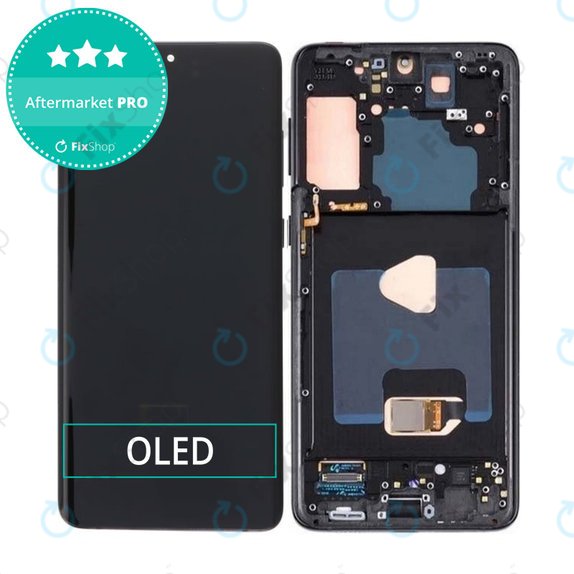 Samsung Galaxy S21 Plus G996B - LCD Kijelző + Érintőüveg + Keret (Phantom Black) OLED