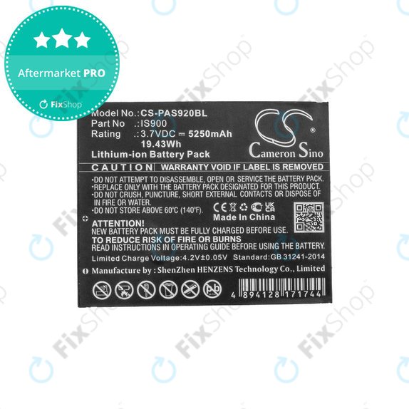 Akkumulátor Pax A920, A920c, 5250mAh, Li-Ion, 3.7V, IS900, HQ