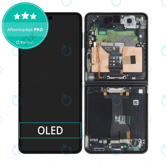 Samsung Galaxy Z Flip 7 F766B - LCD Kijelző + Érintőüveg + Keret (Jetblack) OLED