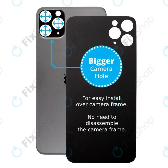 Apple iPhone 11 Pro - Hátsó Ház Üveg Nagyobb Kamera Nyílással (Space Gray)