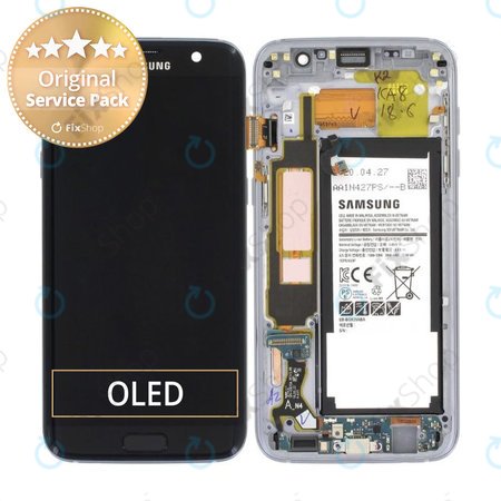 Samsung Galaxy S7 Edge G935F - LCD Kijelző + Érintőüveg + Keret + Akkumulátor (Black) - GH82-13359A Genuine Service Pack
