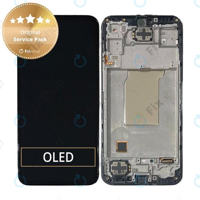 Samsung Galaxy M35 M356B - LCD Kijelző + Érintőüveg + Keret (Black) - GH82-35001A Genuine Service Pack