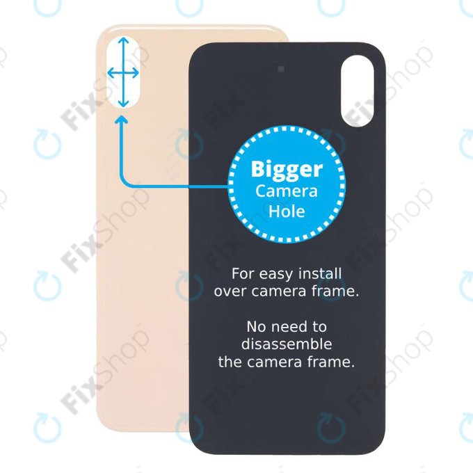 Apple iPhone XS - Hátsó Ház Üveg Nagyobb Kamera Nyílással (Gold)