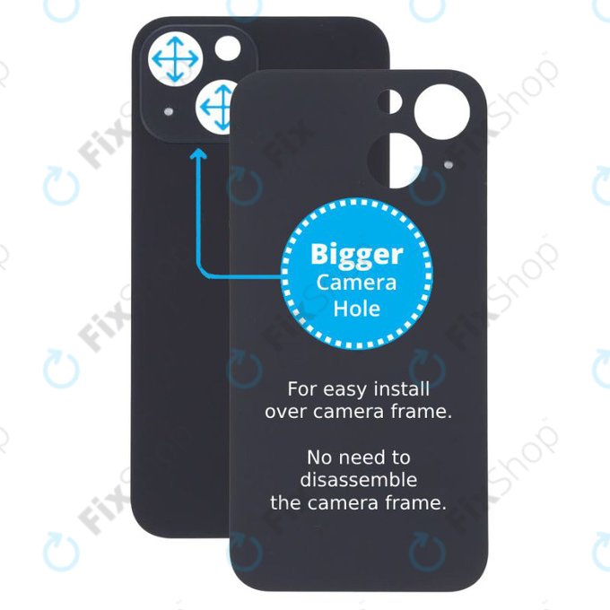 Apple iPhone 13 Mini - Hátsó Ház Üveg Nagyobb Kamera Nyílással (Midnight)