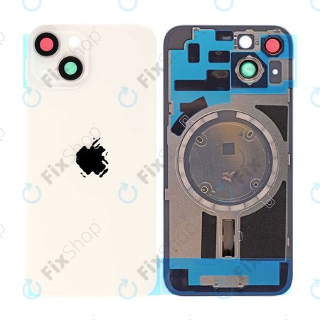 Apple iPhone 14 - Hátsó üveg + Kamera lencse + Fémlemez + Magsafe mágnes (Starlight)