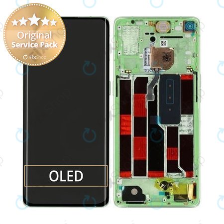 Oppo Reno 4 Pro - LCD Kijelző + Érintőüveg + Keret (Green Glitter) - 4905501 Genuine Service Pack