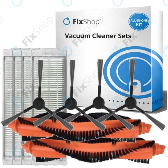 Pótalkatrész készletXiaomi Viomi V2, V2 Pro, V3, SE, Mi Robot Vacuum Mop Pro (P), 2S (2x Főkefe, 4x Szűrő, 4x Oldalkefe)