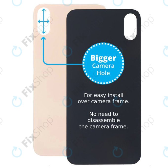 Apple iPhone XS Max - Hátsó Ház Üveg Nagyobb Kamera Nyílással (Gold)