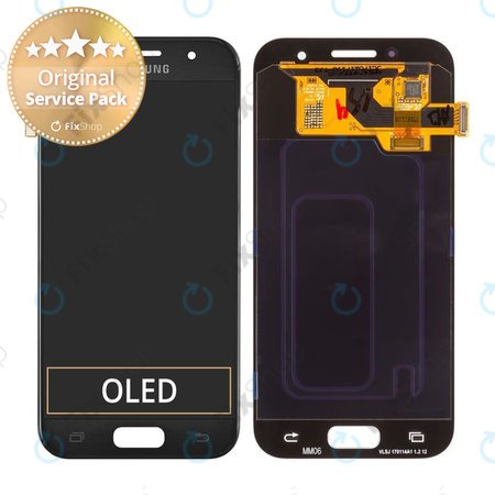 Samsung Galaxy A3 A320F (2017) - LCD Kijelző + Érintőüveg (Black Sky) - GH97-19732A, GH97-19753A Genuine Service Pack