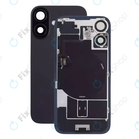 Apple iPhone 16 Plus - Hátsó üveg + Kamera lencse + Fémlemez + Magsafe mágnes (Black)