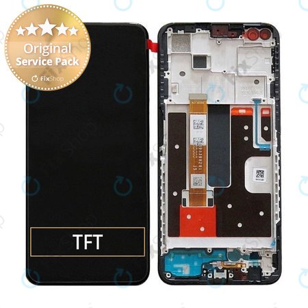 Oppo Reno 4Z - LCD Kijelző + Érintőüveg + Keret (Black) - O-4904261 Genuine Service Pack