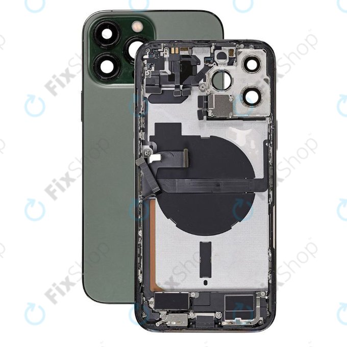 Apple iPhone 13 Pro Max - Hátsó ház apró alkatrészekkel (Alpine Green)