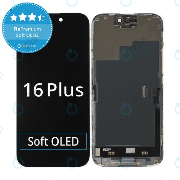 Kijelző Soft OLED iPhone 16 Plus - Érintőüveg + Keret, DIAGNOSTIC