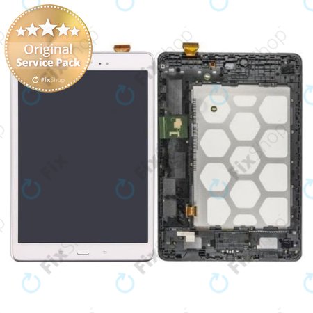 Samsung Galaxy Tab A 9.7 T555 - LCD Kijelző + Érintőüveg + Keret (White) - GH97-17424C Genuine Service Pack