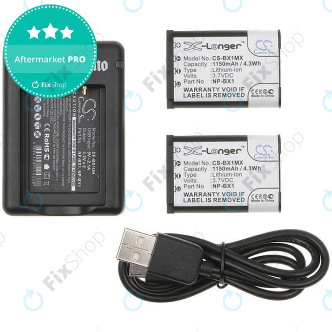 2 db Akkumulátor töltővelSony Cyber-shot DSC-RX100, Cyber-shot DSC-WX300B, 1150mAh, Li-Ion, 7.4V, NP-BX1, HQ