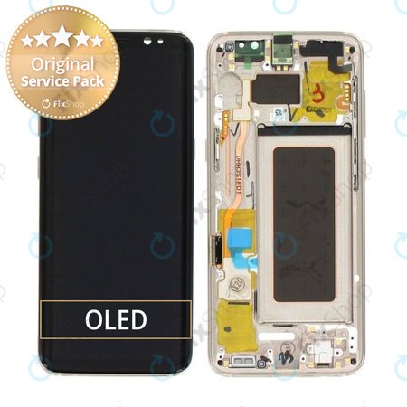 Samsung Galaxy S8 G950F - LCD Kijelző + Érintőüveg + Keret (Maple Gold) - GH97-20457F, GH97-20473F, GH97-20458F, GH97-20629F Genuine Service Pack