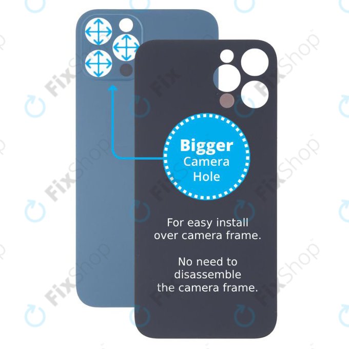 Apple iPhone 13 Pro Max - Hátsó Ház Üveg Nagyobb Kamera Nyílással (Blue)