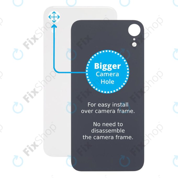 Apple iPhone XR - Hátsó Ház Üveg Nagyobb Kamera Nyílással (White)
