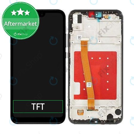 Huawei P20 lite - LCD Kijelző + Érintőüveg + Keret (Black) TFT