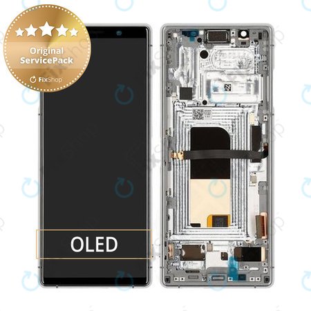 Sony Xperia 5 - LCD Kijelző + Érintőüveg + Keret (Grey) - 1319-9455 Genuine Service Pack