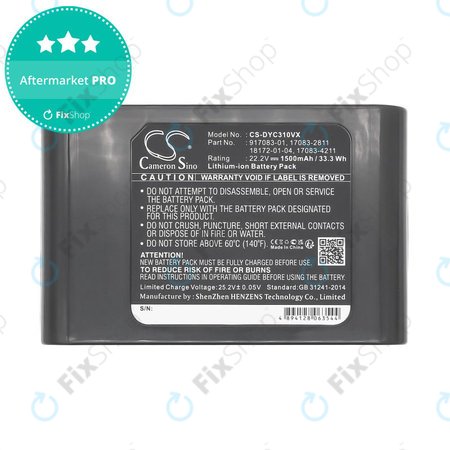 Akkumulátor Dyson DC31, DC34, DC35, DC44, 1500mAh, Li-Ion, 22.2V, 17083-2811, HQ