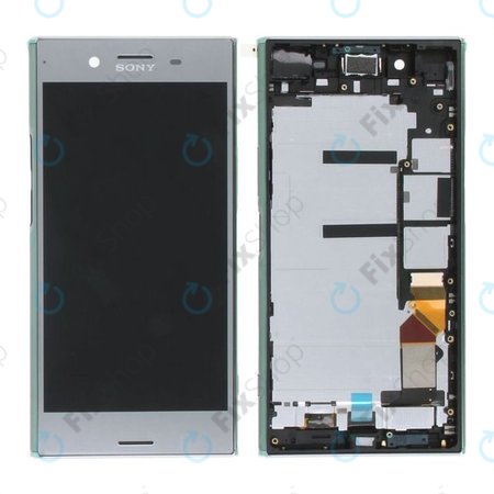 Sony Xperia XZ Premium Dual G8142 - LCD Kijelző + Érintőüveg + Keret (Ezüst) - 1307-9861