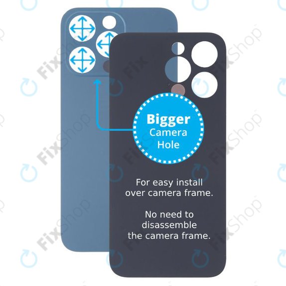 Apple iPhone 13 Pro - Hátsó Ház Üveg Nagyobb Kamera Nyílással (Blue)