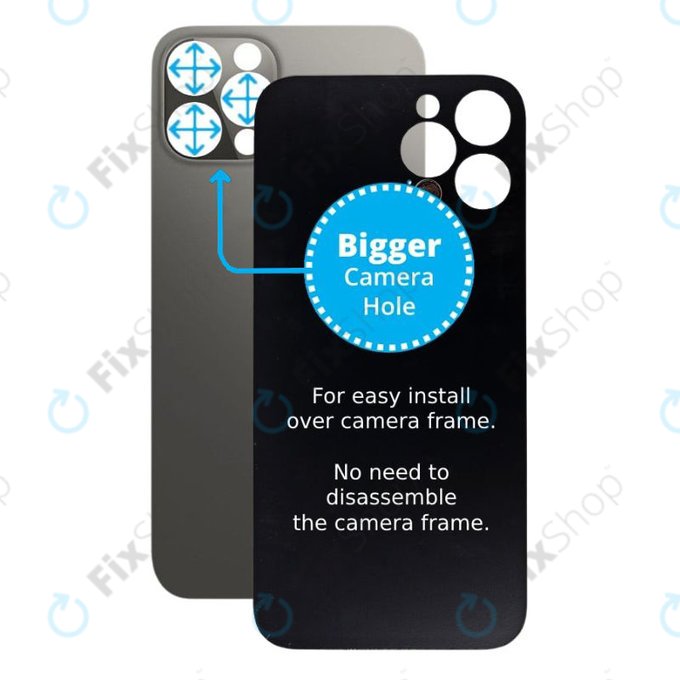 Apple iPhone 12 Pro - Hátsó Ház Üveg Nagyobb Kamera Nyílással (Graphite)