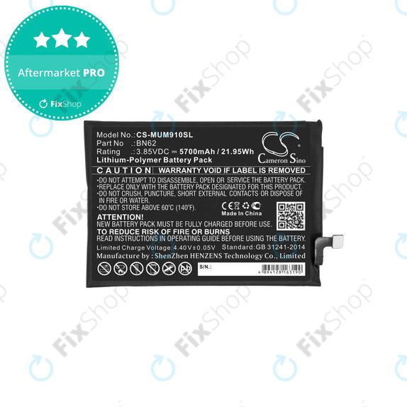 Xiaomi Redmi 9T - Akkumulátor BN62 5700mAh HQ