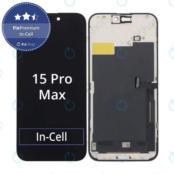 Kijelző In-Cell FHD iPhone 15 Pro Max, Érintőüveg kerettel, FixPremium