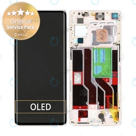 Oppo Find X3 Neo - LCD Kijelző + Érintőüveg + Keret (Galactic Silver) - 4906178 Genuine Service Pack